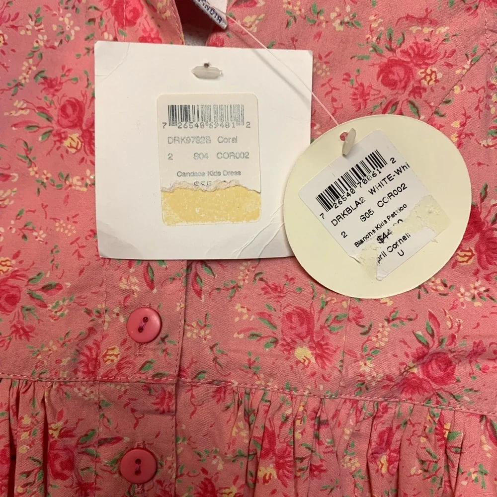 NEW April Cornell Cornelloki White Petticoat Pink Floral Bustle Dress Set 2​